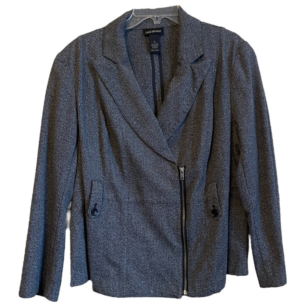 Lane Bryant Lightweight Gray Moto Style Transitional Jacket Women's Plus 10‎